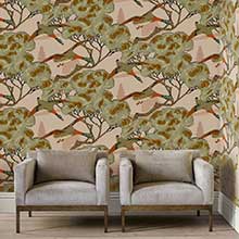 Papier peint Grand Flying Ducks - Plâtre - Mulberry Home