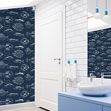 Into the Deep Wallpaper - Navy - by Contour Anti-bacterial