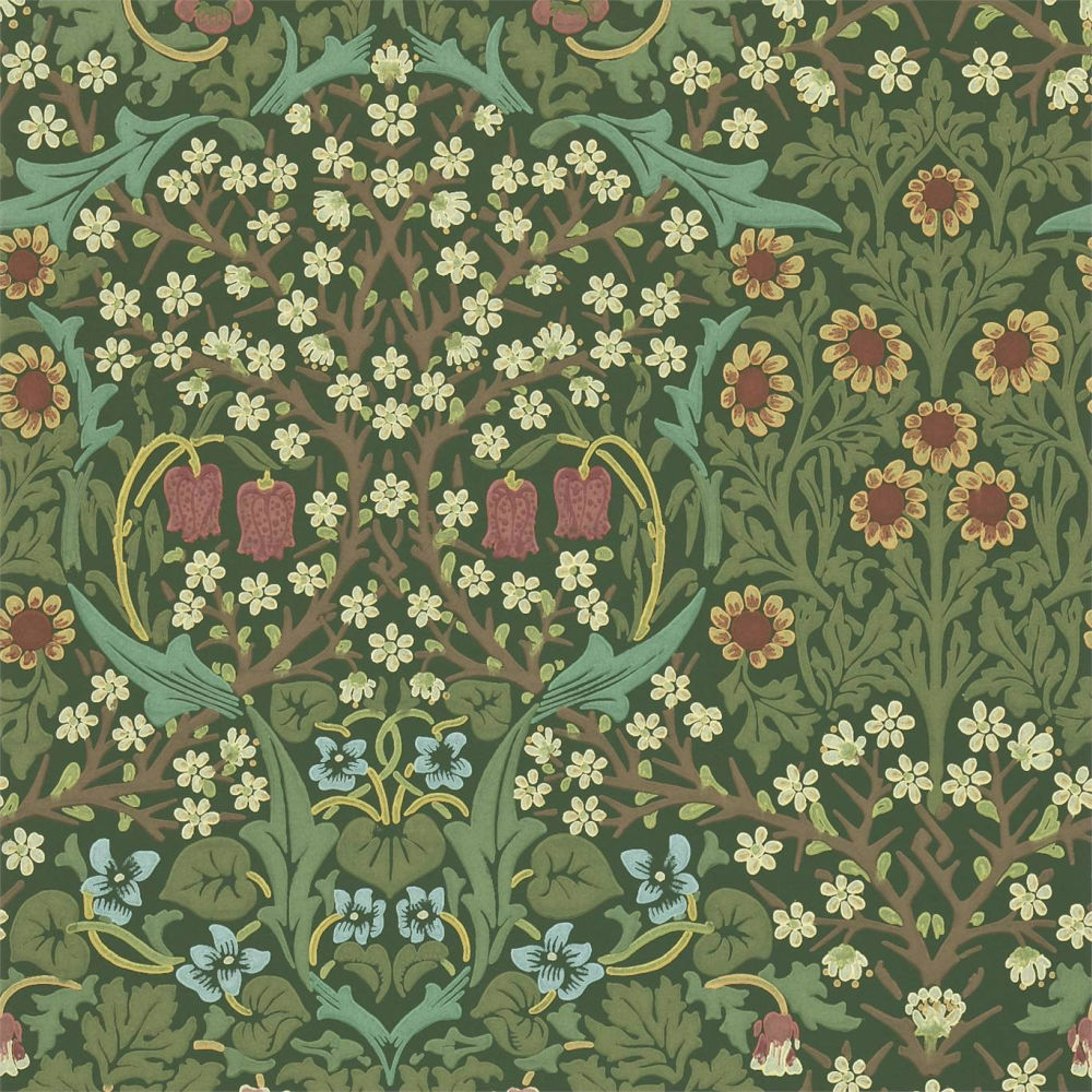 Blackthorn Wallpaper - Green - by Morris