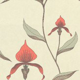 Orchid Wallpaper - Brown / Coral / Cream - by Cole & Son. Click for more details and a description.