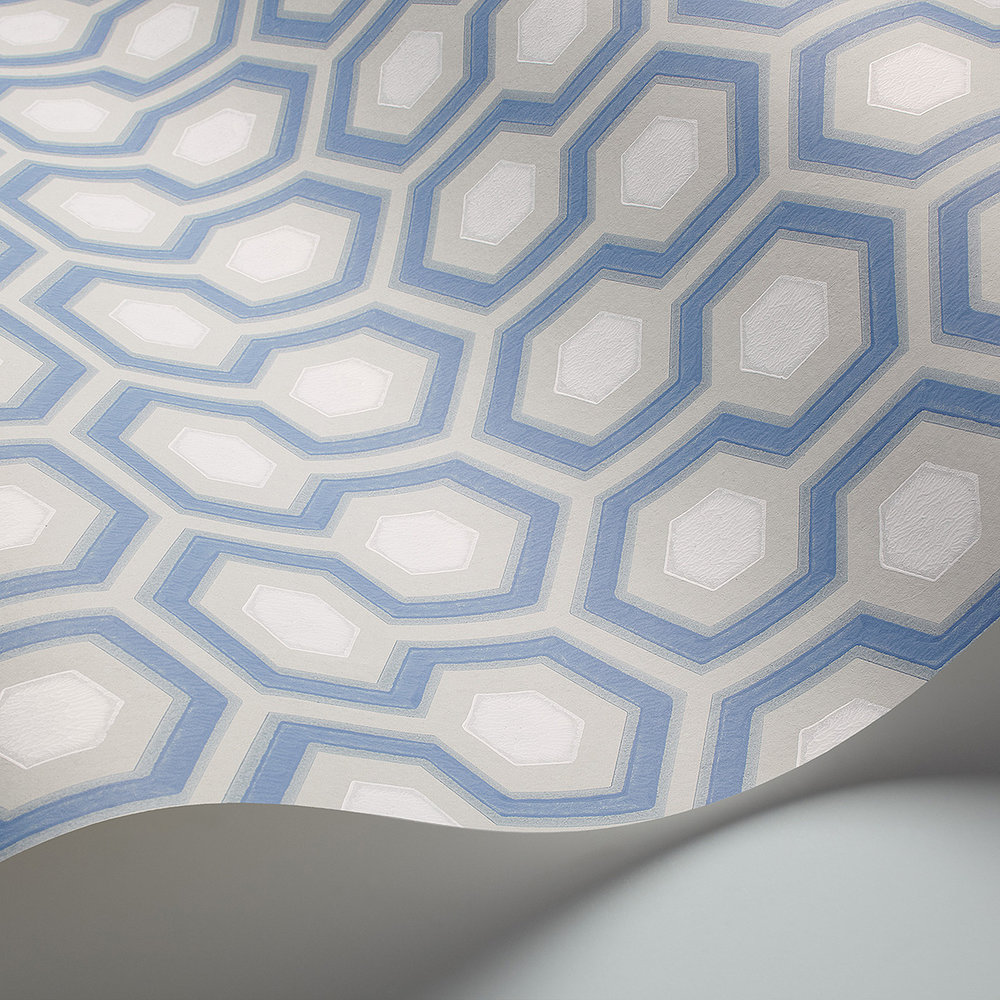 Hicks' Hexagon Wallpaper - Blue - by Cole & Son