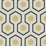 Hicks' Hexagon Wallpaper - Black / Gold - by Cole & Son. Click for more details and a description.