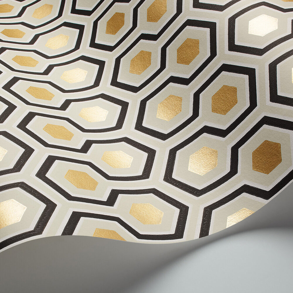 Hicks' Hexagon Wallpaper - Black / Gold - by Cole & Son