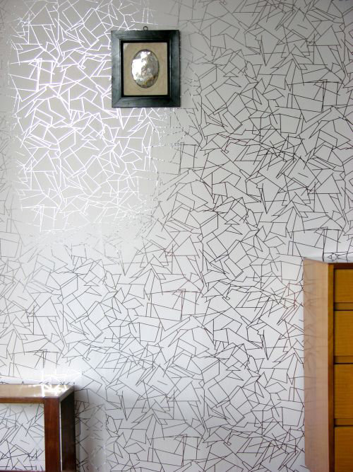 Angles Wallpaper - Silver / White - by Erica Wakerly