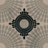 Starburst Flocked Wallpaper Crystalised  - Black / Metallic Gold / Silver - by Kandola. Click for more details and a description.
