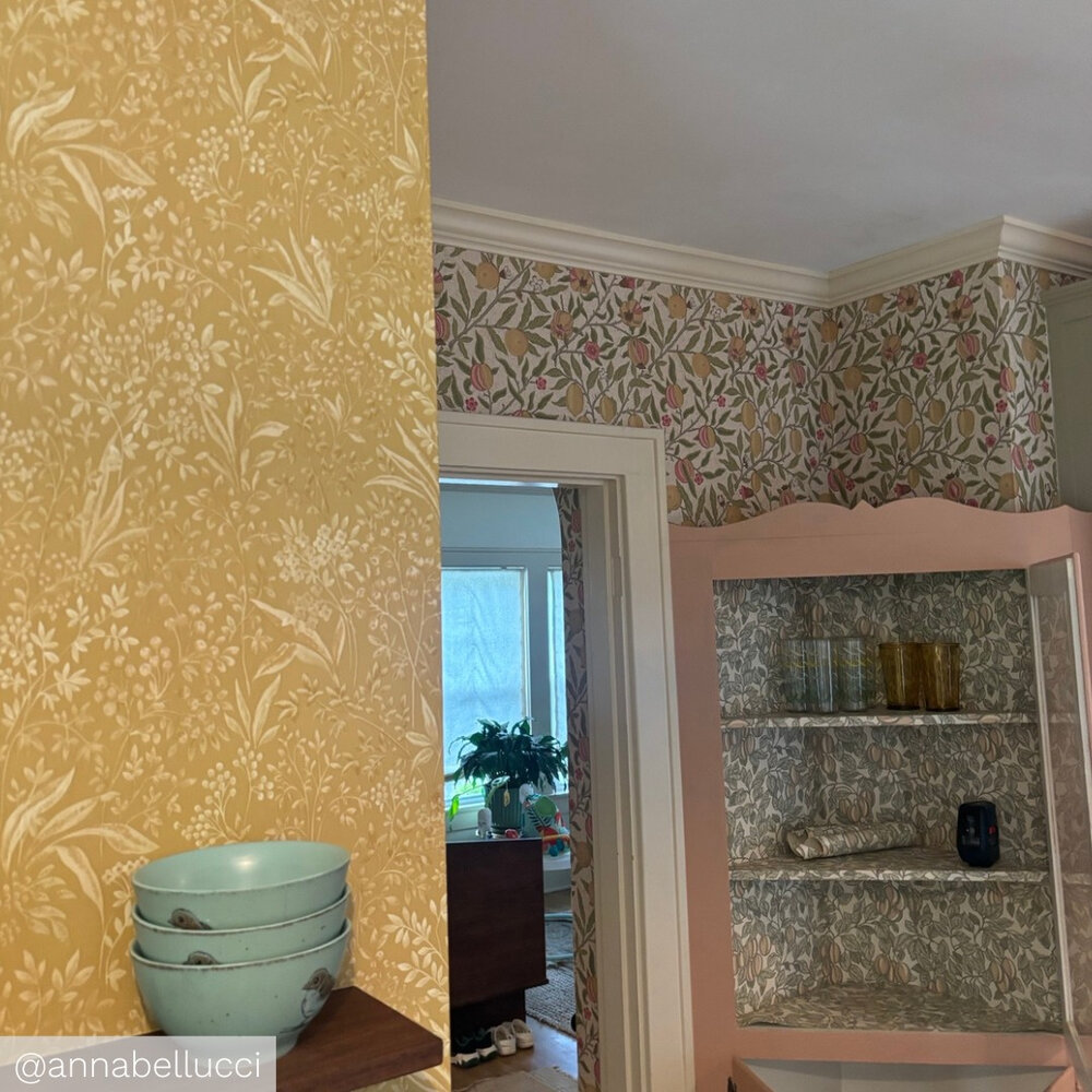 Fruit by Morris - Limestone / Artichoke - Wallpaper : Wallpaper Direct