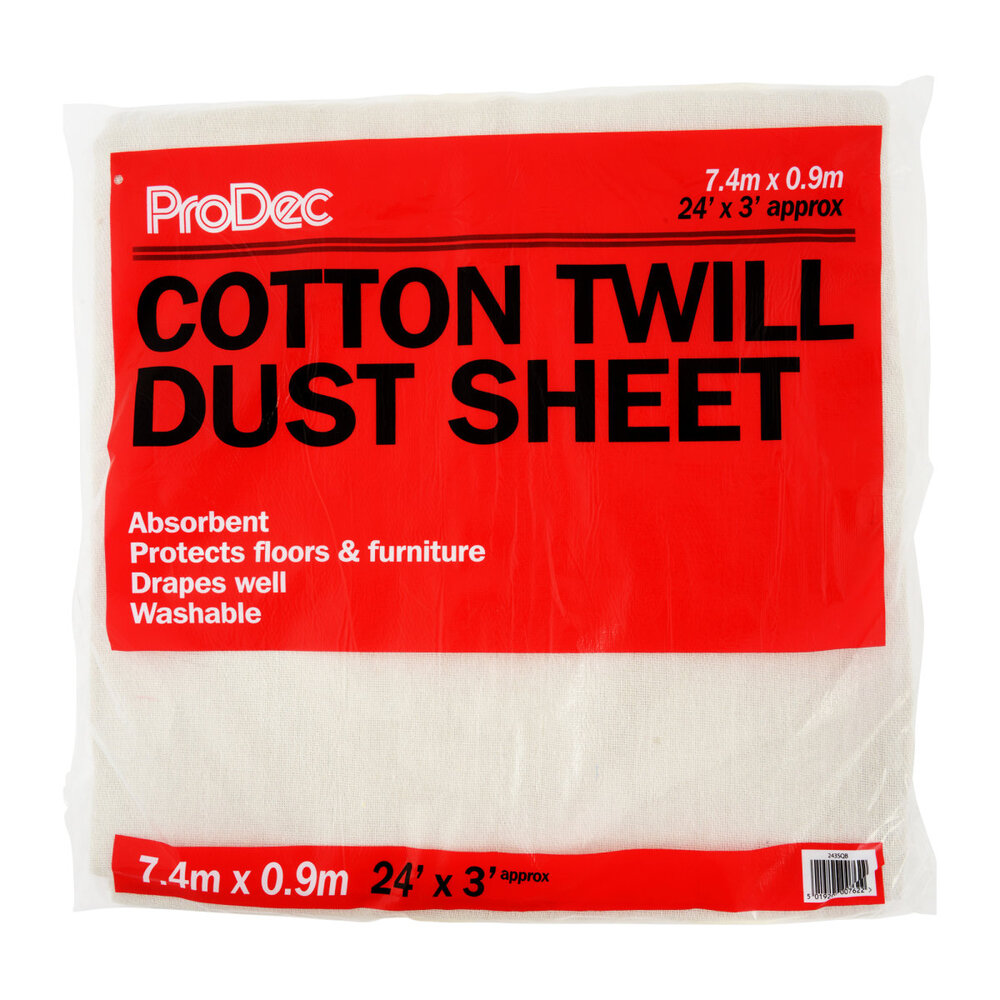 Cotton Twill Dust Sheet - 24' x 3' Carpet Protector - by Brewers