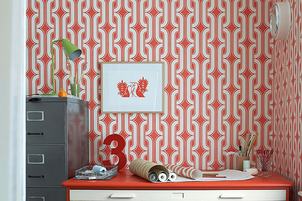 Lavaliers Wallpaper - Red - by Little Greene