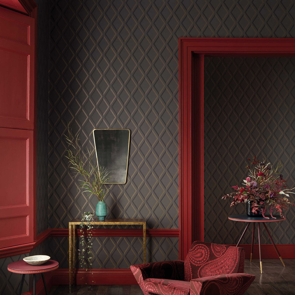 Pompeian Wallpaper - Charcoal - by Cole & Son