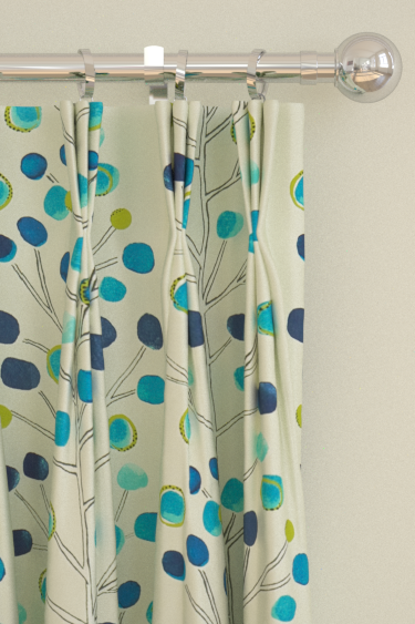 Berry Tree Curtains - Blue / Lime - by Scion. Click for more details and a description.