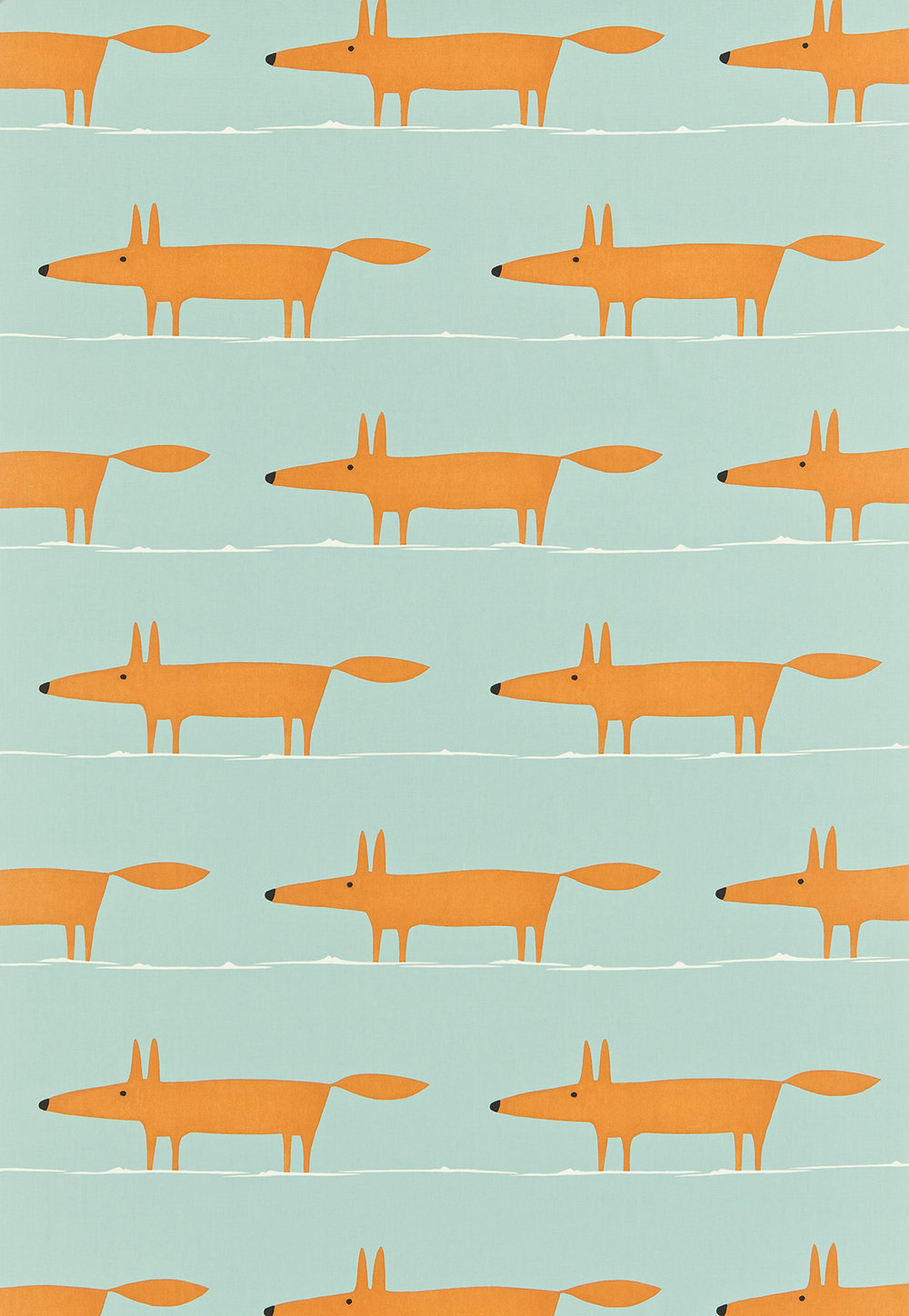 Mr Fox Fabric - Sky/ Tangerine/ Chalk - by Scion