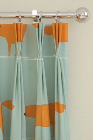 Mr Fox Curtains - Sky/ Tangerine/ Chalk - by Scion. Click for more details and a description.
