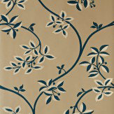 Ringwold Wallpaper - Midnight Blue / Caramel - by Farrow & Ball. Click for more details and a description.