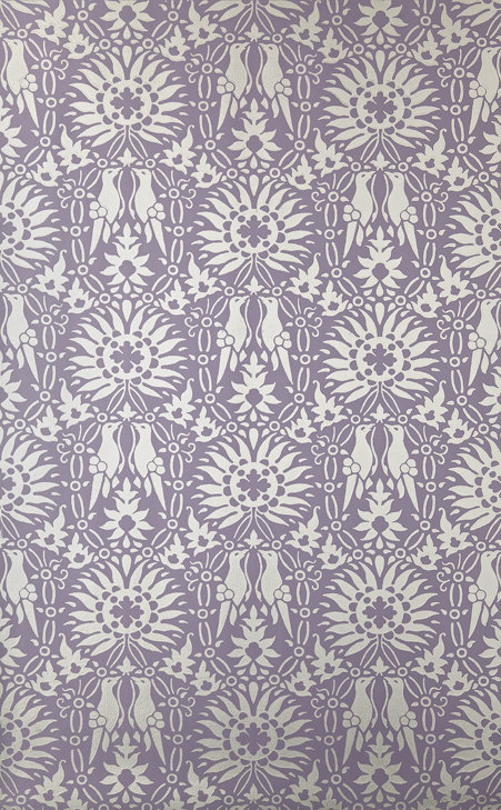 Renaissance Wallpaper - Metallic Silver / Purple - by Farrow & Ball