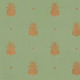 Bumble Bee Wallpaper - Metallic Gold / Green - by Farrow & Ball. Click for more details and a description.