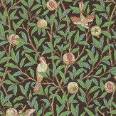 Bird & Pomegranate Wallpaper - Charcoal / Sage - by Morris. Click for more details and a description.