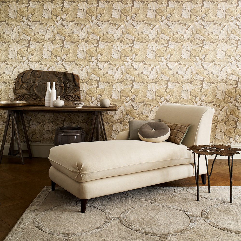 Acanthus Wallpaper - Stone / Grey - by Morris