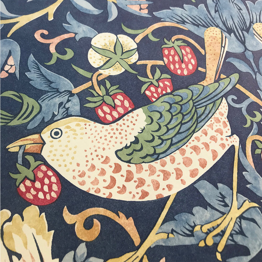 Strawberry Thief Wallpaper - Blue / Multi - by Morris