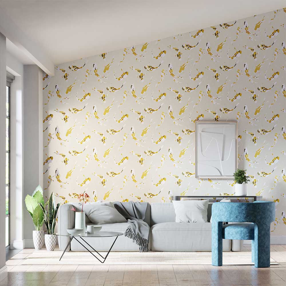 Koi Wallpaper - Saffron - by Harlequin