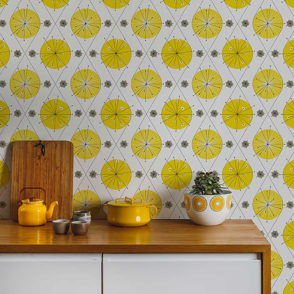 Botanical Bursts  Wallpaper - Summer Yellow - by Layla Faye