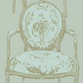 Chairs Eau De Nil Wallpaper - Blue / Gold - by Barneby Gates. Click for more details and a description.