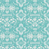 Kensington Chic Wallpaper - Turquoise - by Hattie Lloyd. Click for more details and a description.