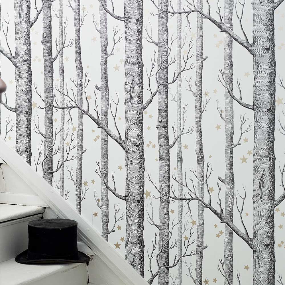 Woods and Stars by Cole & Son - Black and White - Wallpaper : Wallpaper  Direct