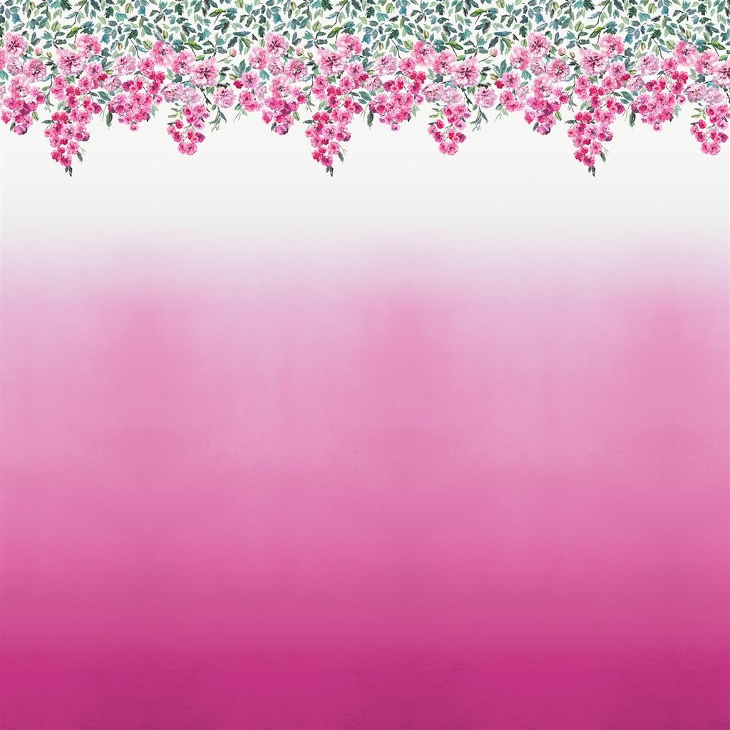 Trailing Rose Panel Mural - Peony - by Designers Guild