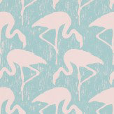 Papier peint Flamingos - Turquoise / rose - Sanderson. Cliquez pour en savoir plus et lire la description.