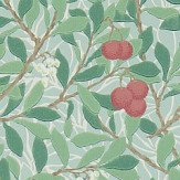Arbutus Wallpaper - Thyme / Coral - by Morris. Click for more details and a description.