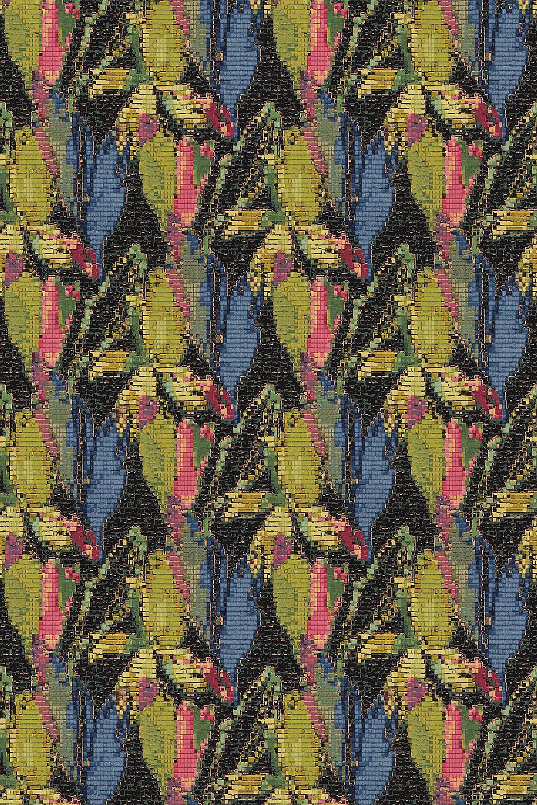 Congo Fabric - Flamingo/Indigo/Olive - by Harlequin