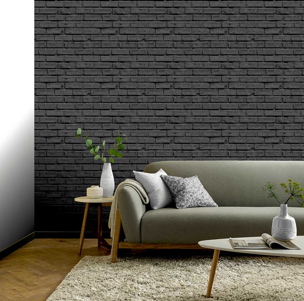 Black Brick Wallpaper - by Arthouse