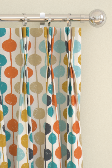 Taimi Curtains - Sulphur, Tangerine and Kingfisher - by Scion. Click for more details and a description.