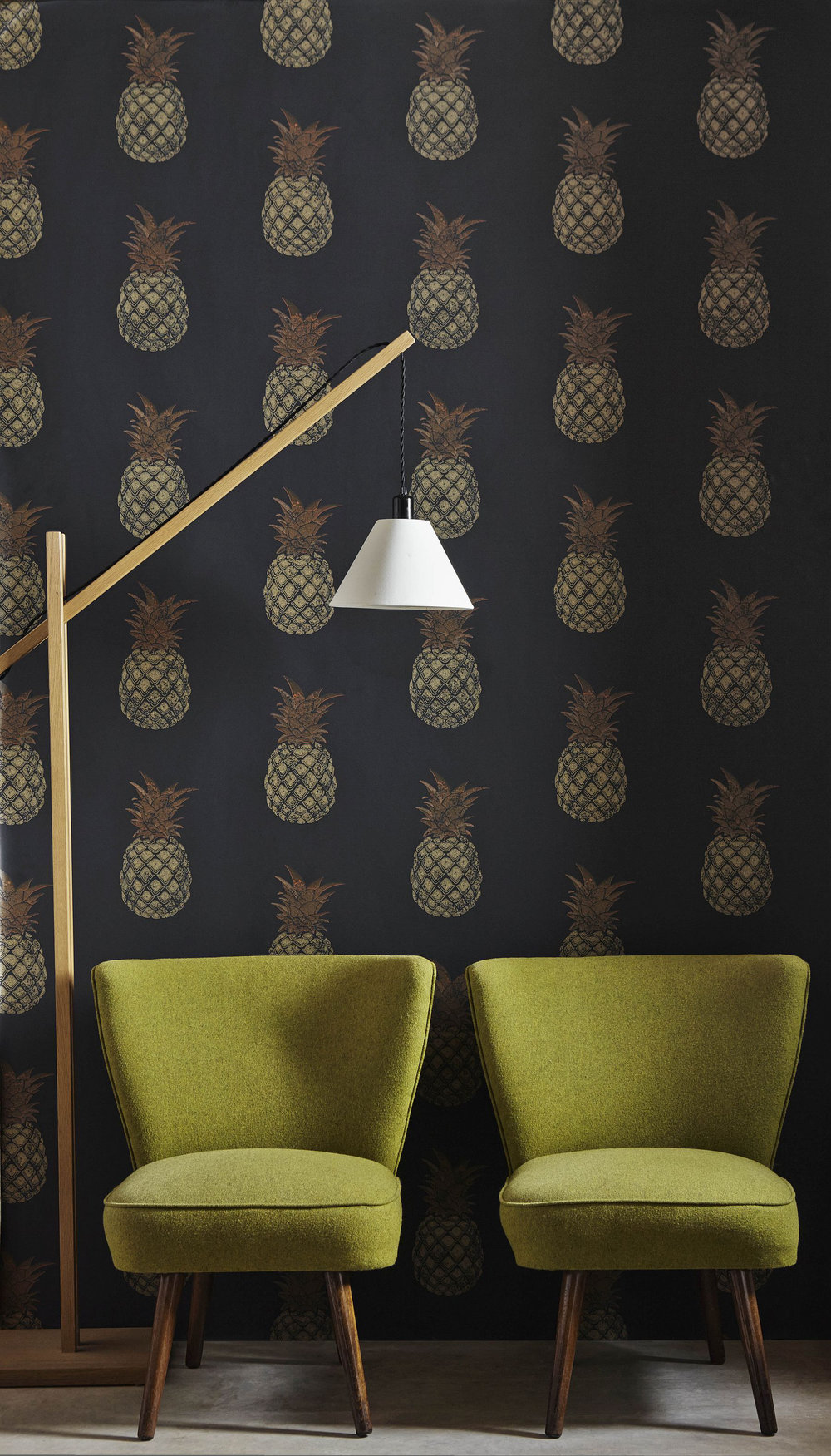 Pineapple Wallpaper - Charcoal - by Barneby Gates