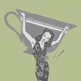 Afternoon Tea Wallpaper - Green - by Kerry Caffyn. Click for more details and a description.