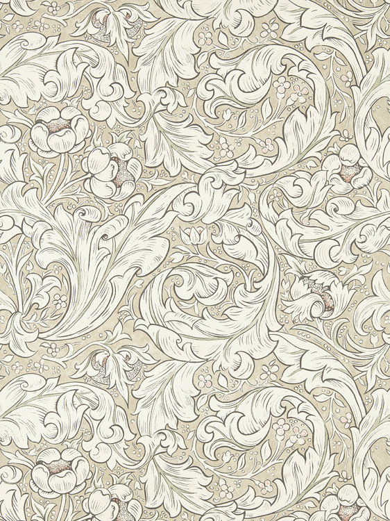 Pure Bachelors Button Wallpaper - Linen / Coral - by Morris