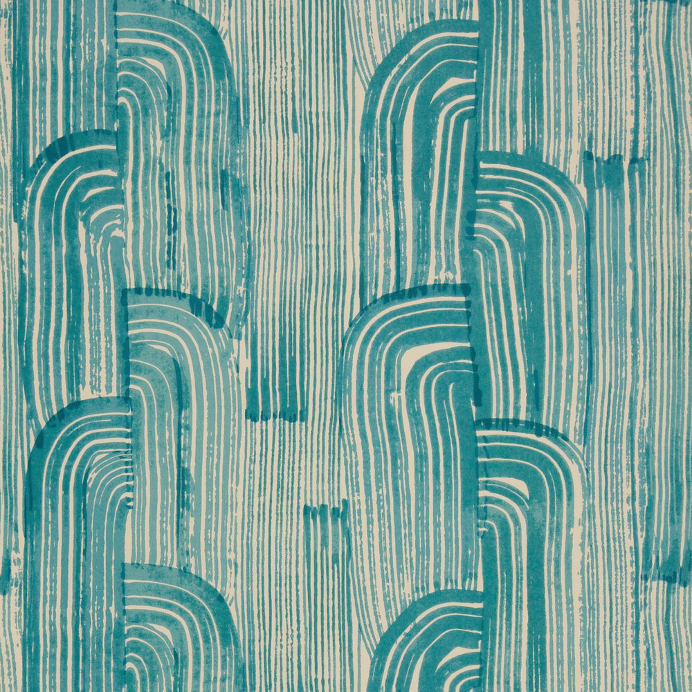 Kelly Wearstler Crescent Wallpaper - Lake / Cream - by Lee Jofa