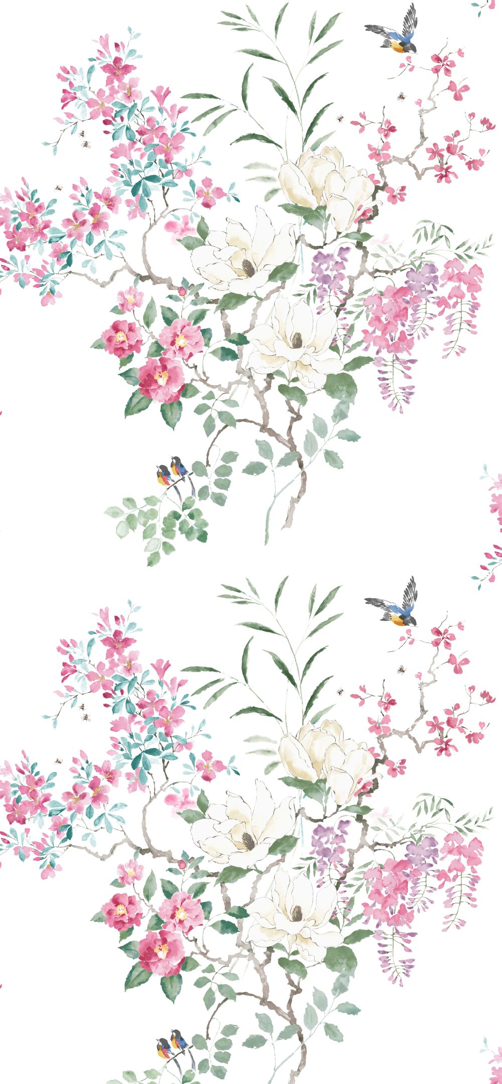 Magnolia & Blossom Panel A Mural - Multi - by Sanderson