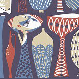 Pottery Wallpaper - Red and Blue - by Boråstapeter. Click for more details and a description.