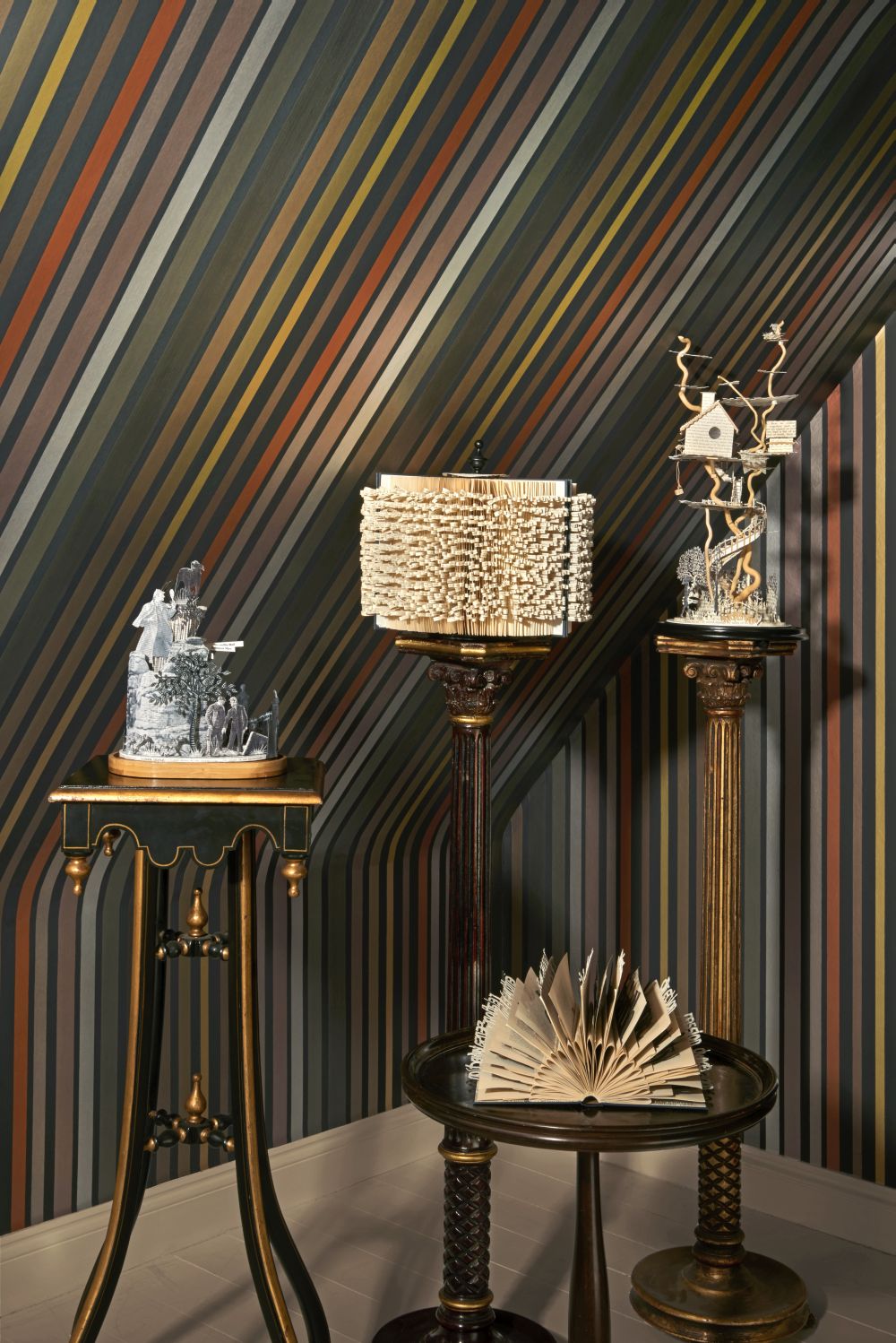 Carousel Stripe Wallpaper - Charcoal - by Cole & Son