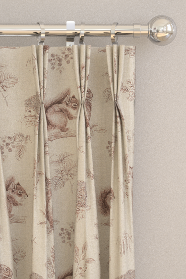 Squirrel & Hedgehog Curtains - Walnut / Linen - by Sanderson. Click for more details and a description.