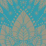 Azari Wallpaper - Turquoise / Gold - by Matthew Williamson. Click for more details and a description.