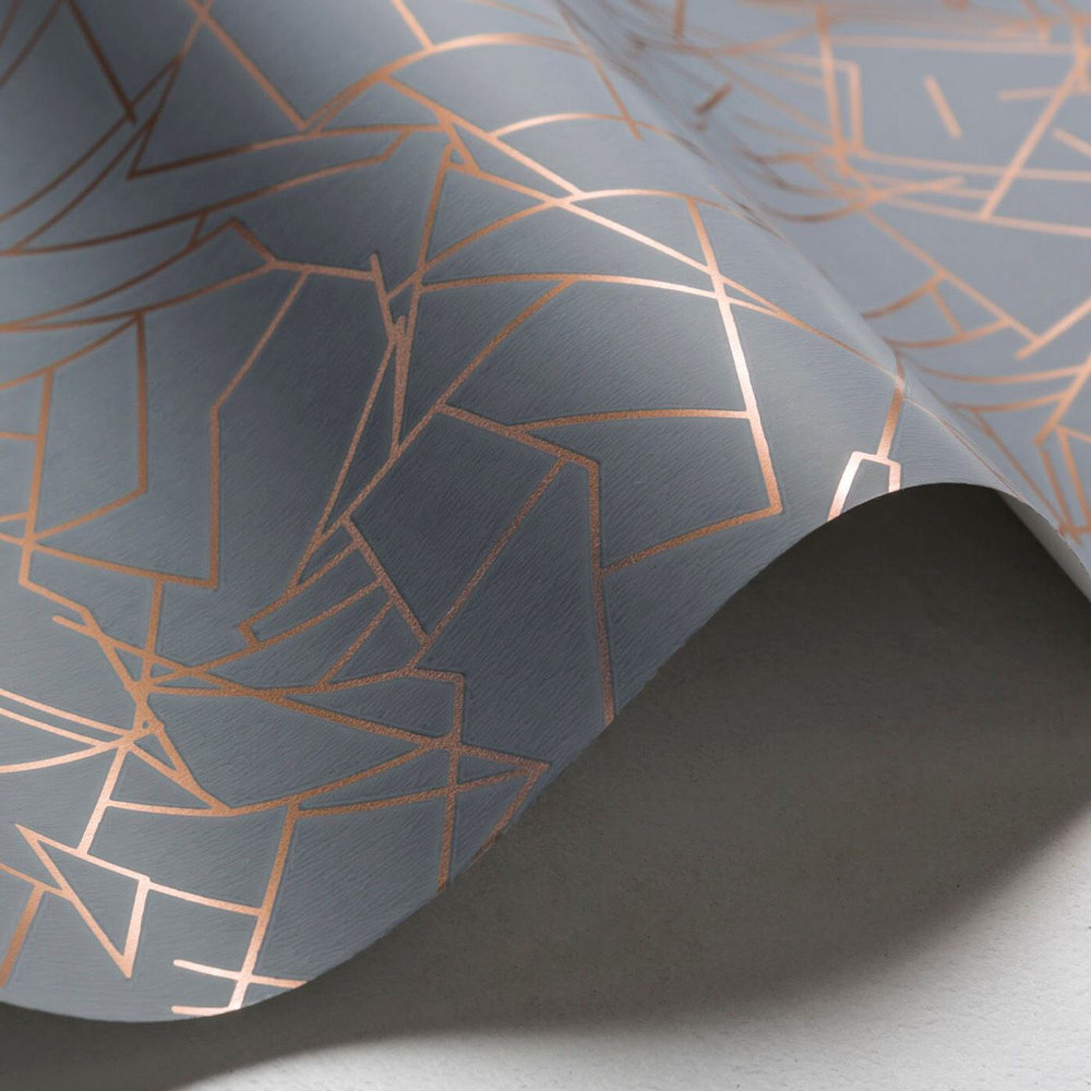 Angles Wallpaper - Copper Rose / Lead Grey - by Erica Wakerly