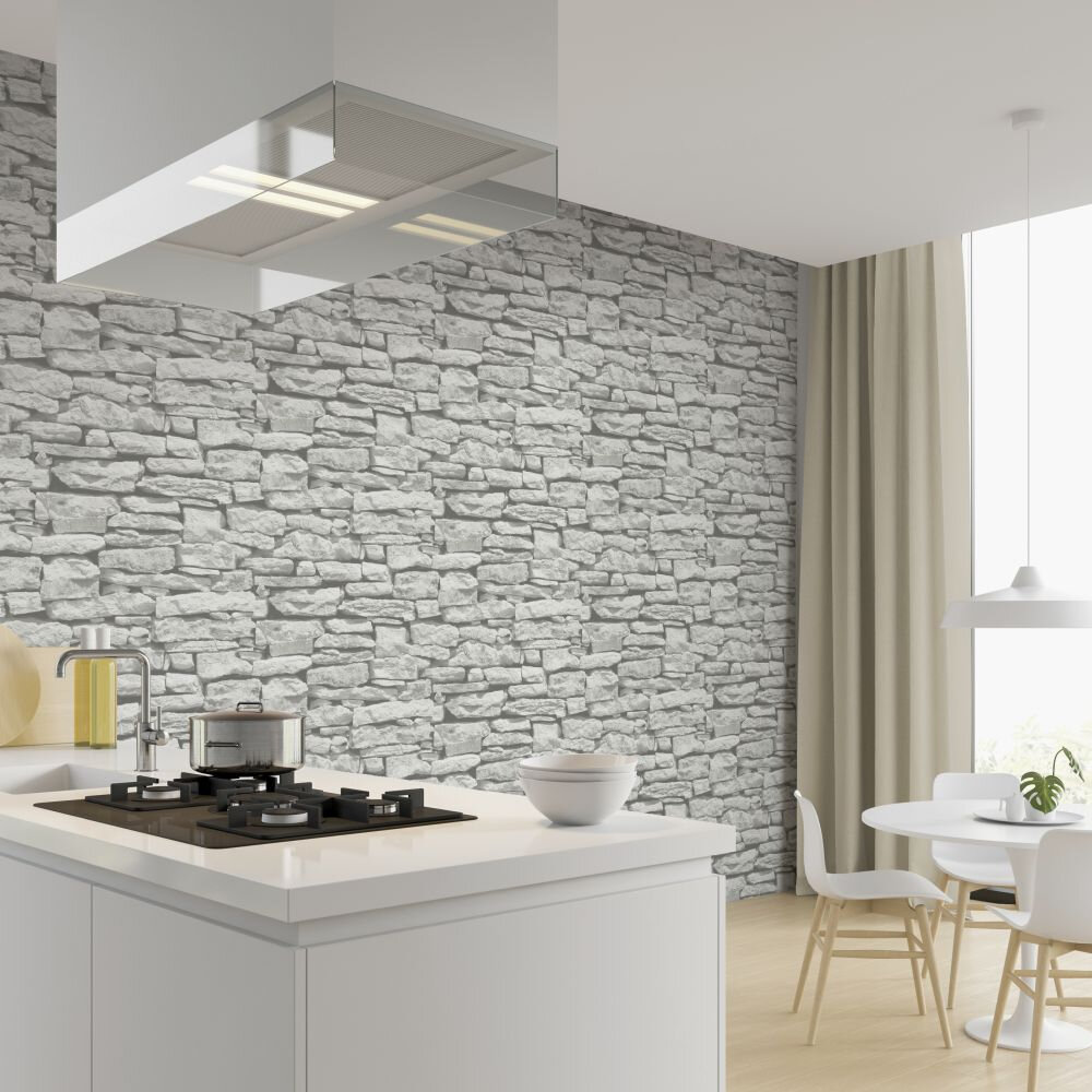 Rustic Brick Wallpaper - Grey - by Arthouse
