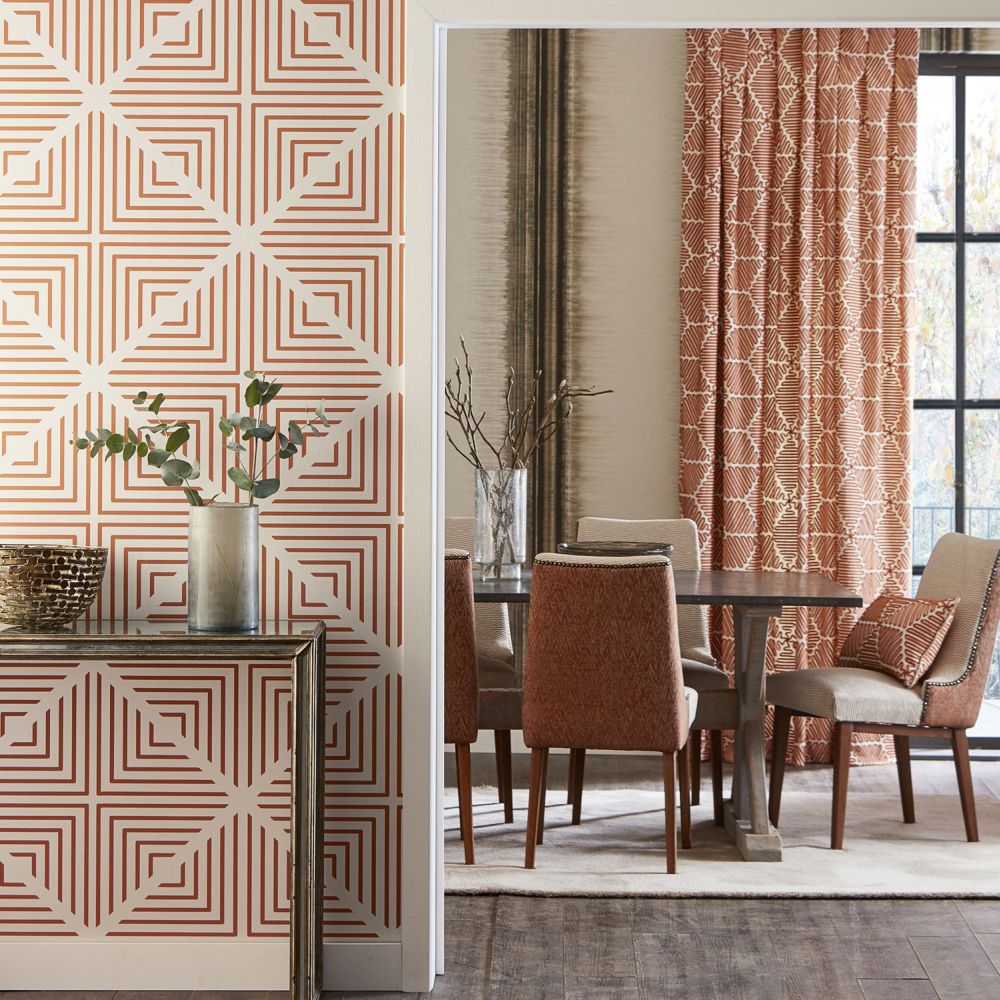 Radial Wallpaper - Pearl and Paprika - by Harlequin