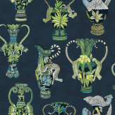 Papier peint Khulu Vases - Bleu nuit - Cole & Son. Cliquez pour en savoir plus et lire la description.