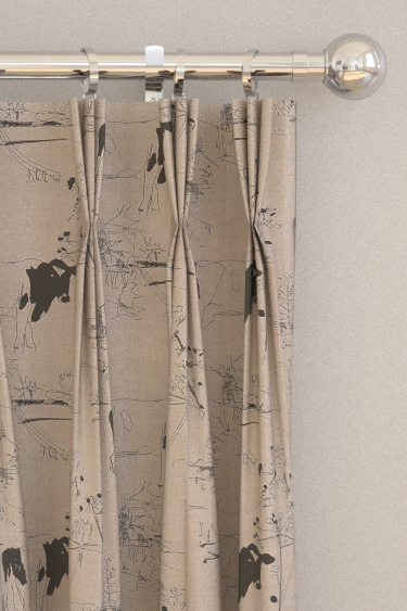Countryside Toile 02 Curtains - Black / Linen - by Belynda Sharples. Click for more details and a description.