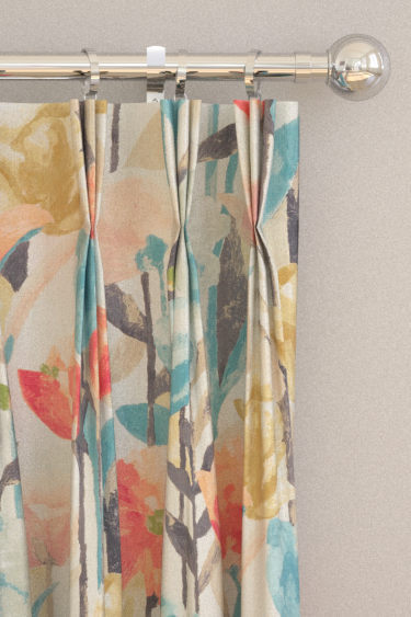 Verdaccio Curtains - Coral, Maize and Cornflower - by Harlequin. Click for more details and a description.