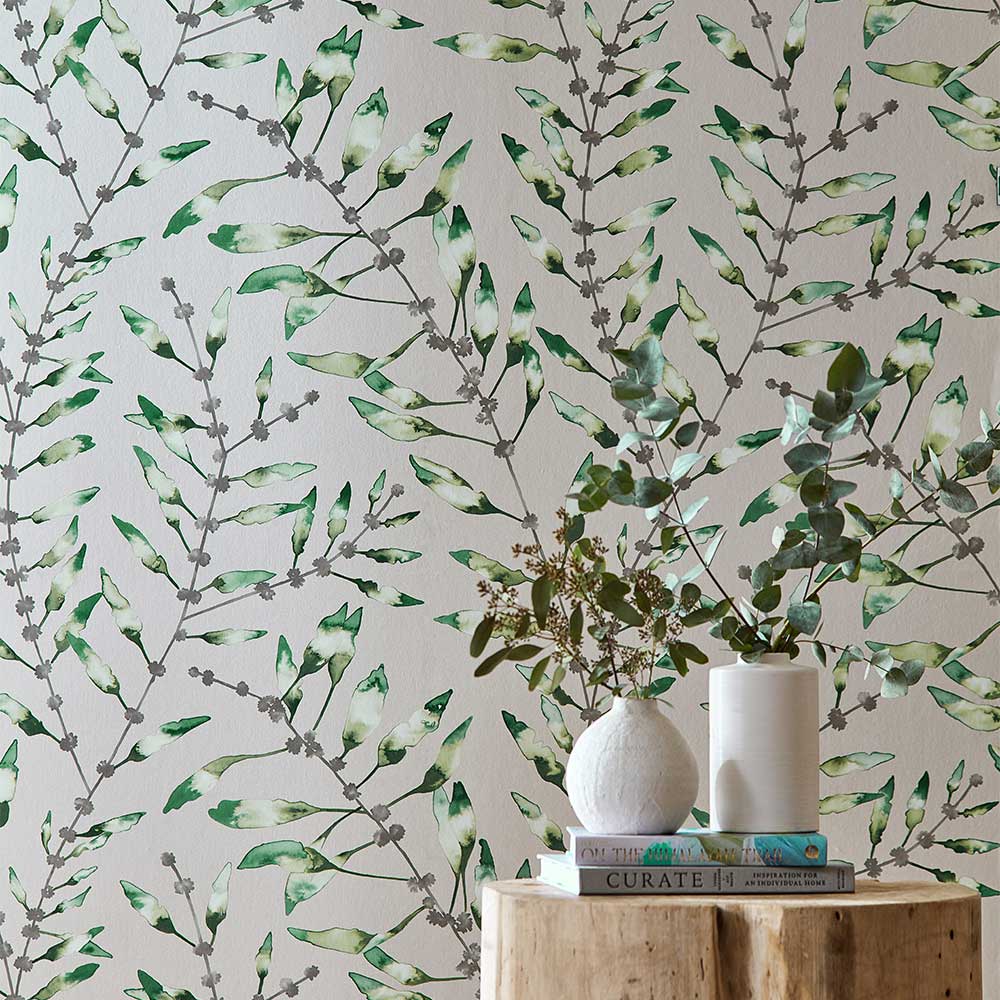 Chaconia Wallpaper - Emerald / Lime - by Harlequin