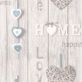 Love Your Home Wallpaper - White / Blue - by Albany
